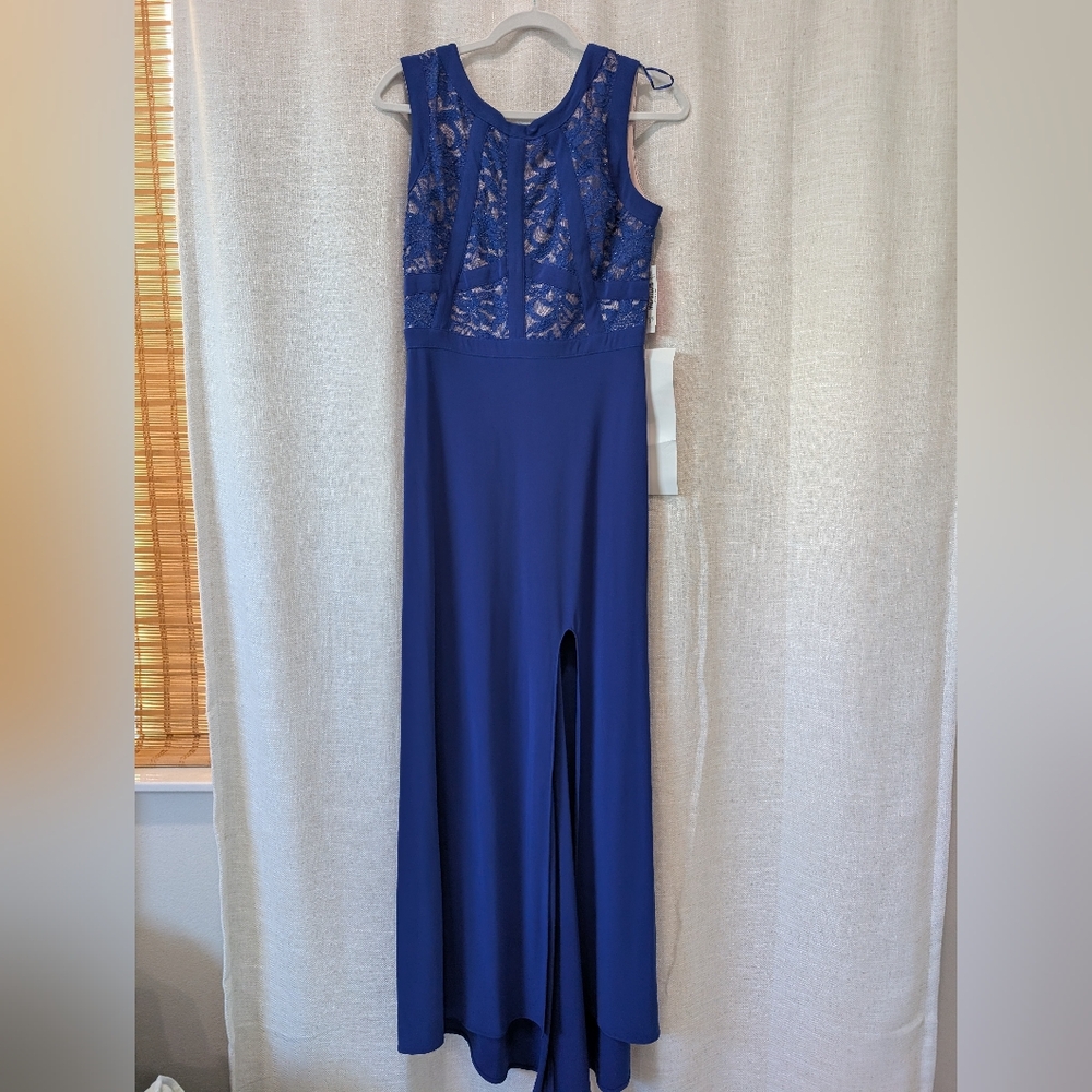 Morgan & Co. Blue Lace Evening Dress